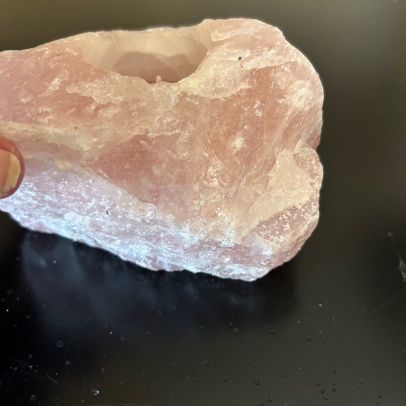 Raw Rose Quartz Tea Light Candle Holder From Brazil - Picture 7 of 14